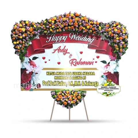 Wedding Velvet - karangan bunga papan happy wedding